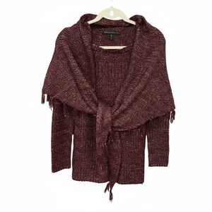 White House Black Market Textured Knit Top with Removable Shawl – XS